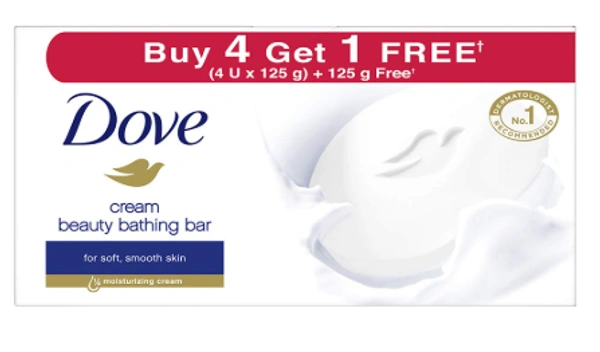 Dove Cream Bar , Buy 4 Get 1 Free - 4N x 125g