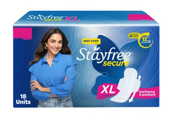 Stayfree Secure Cottony Soft Sanitary Pads, 18 Units , XL