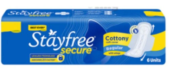 Stayfree Secure Cottony Soft Sanitary Pads (Regular Wings) , 6 Units
