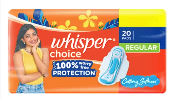 Whisper Choice Regular thick Sanitary Pads , 20 Pads