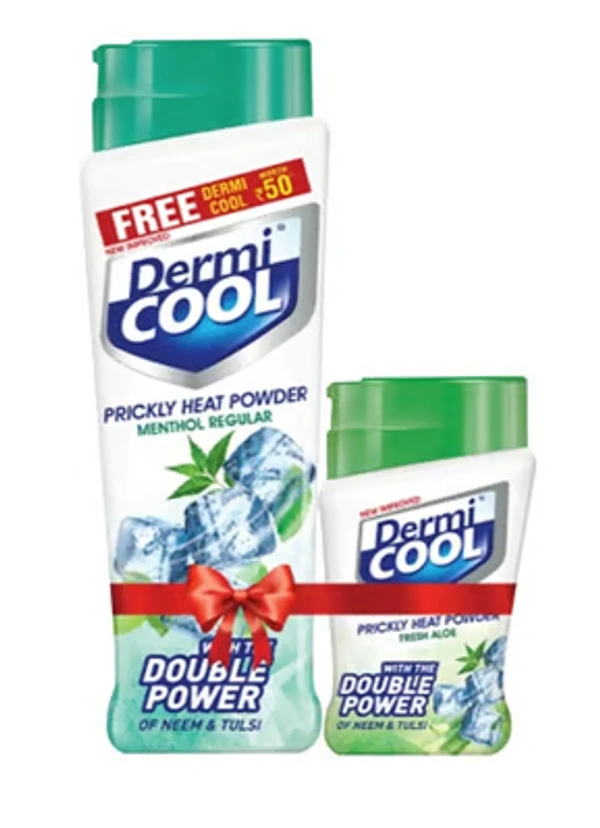 Dermicool Menthol Regular Talcum Powder + Aloe Fresh Powder Free, 150 g + 50 g - 