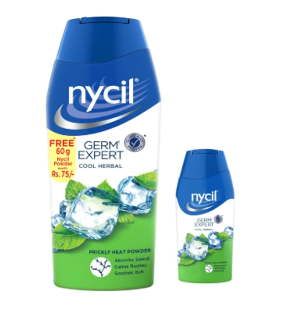 Nycil Cool Herbal Prickly Heat Talcum Powder, 150g (Cool Herbal 60g Free)