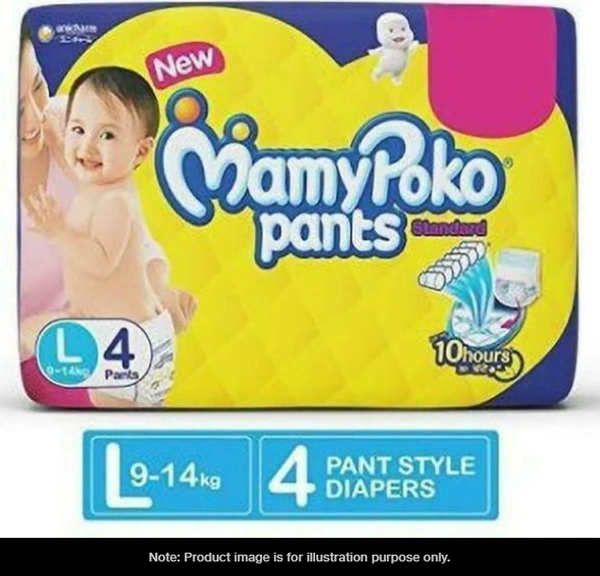 MamyPoko Standard Diaper Pants Large, 4 Paints - Large
