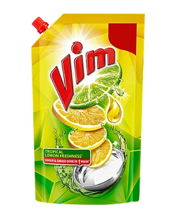 Vim Lemon Dishwash Liquid Gel, 130 ml Pouch