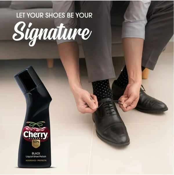 Cherry Blossom Black Liquid Shoe Polish , 75 ml - 