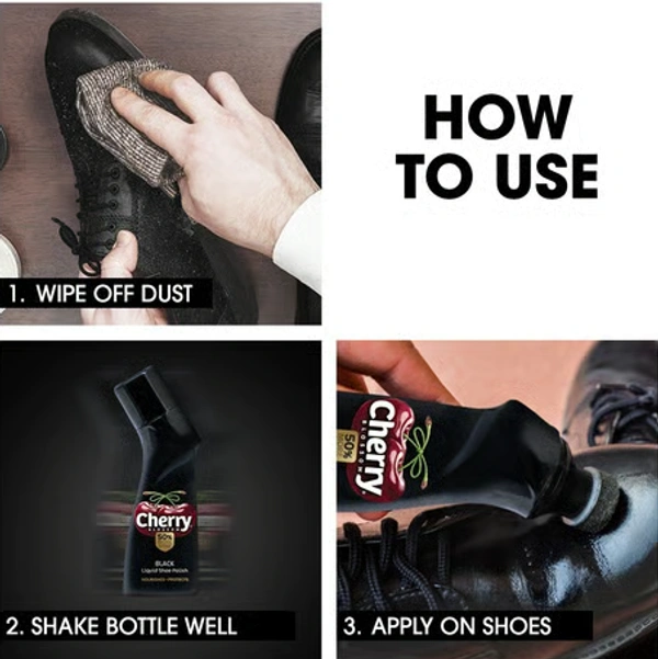 Cherry Blossom Black Liquid Shoe Polish , 75 ml - 