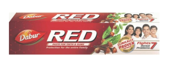 Dabur Red Toothpaste - 100g | World's No.1 Ayurvedic Paste | Provides Germ Protection, Cavity Protection, Plaque Removal | Prevents Gum Bleeding, Yellow Teeth, Toothache, Bad Breath - 100 g