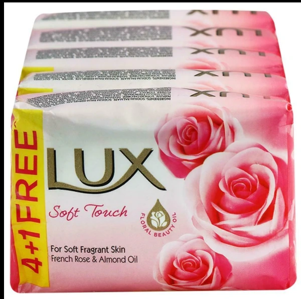 Lux soft Touch French Rose & Almond Oil Soap  (Buy 4 Get 1 Free) , 4N x 100g - 