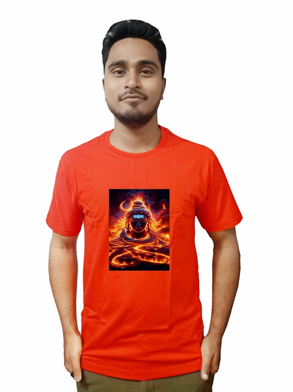 Stylish Mahadeb Printed Red Tshirt - M, White