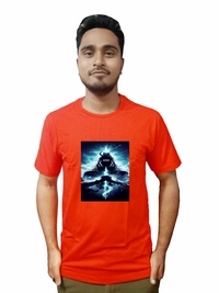 Stylish Mahadeb Printed Red Tshirt - M, White