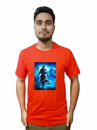 Stylish Mahadeb Printed Red Tshirt - M, White