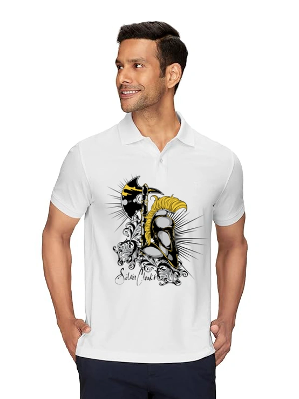 Stylish Aux Printed White Polycotton Polos T-Shirt For Men - M, White