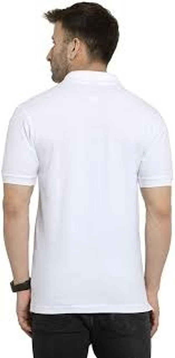  White Polycotton Bear Printed Polos T-Shirt For Men - L, White