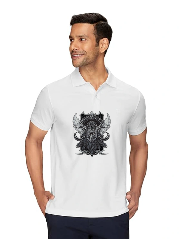 Stylish Crack Printed White Polycotton Polos T-Shirt For Men - M, White