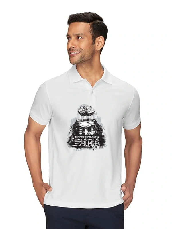 Stylish Ghost Printed White Polycotton Polos T-Shirt For Men - M, White