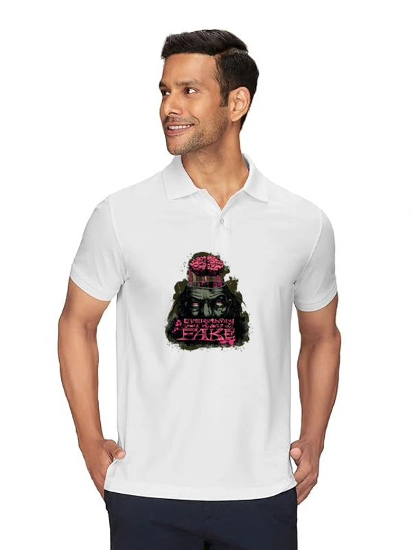 Stylish Ghost Printed White Polycotton Polos T-Shirt For Men - L, White