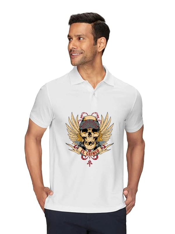 Stylish Ghost Printed White Polycotton Polos T-Shirt For Men - L, White