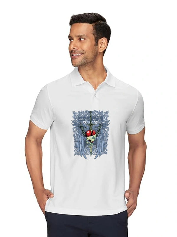 Stylish Ghost Printed White Polycotton Polos T-Shirt For Men - L, White