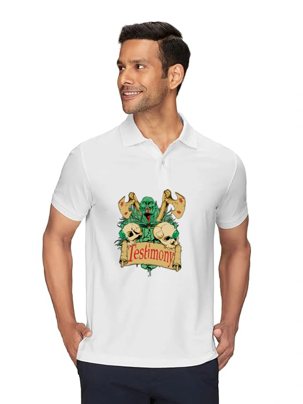 Stylish Ghost Aux Printed White Polycotton Polos T-Shirt For Men - L, White