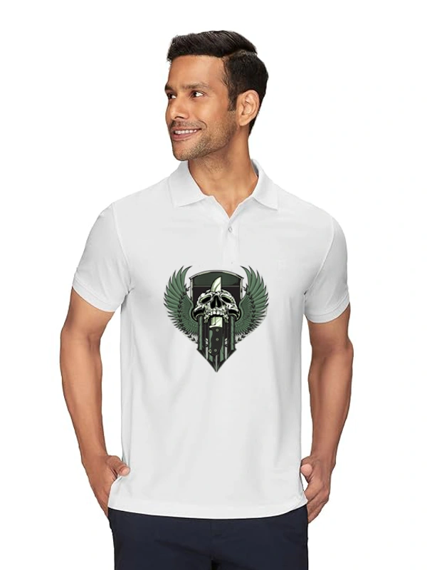 Stylish Knife  Printed White Polycotton Polos T-Shirt For Men  - M, White