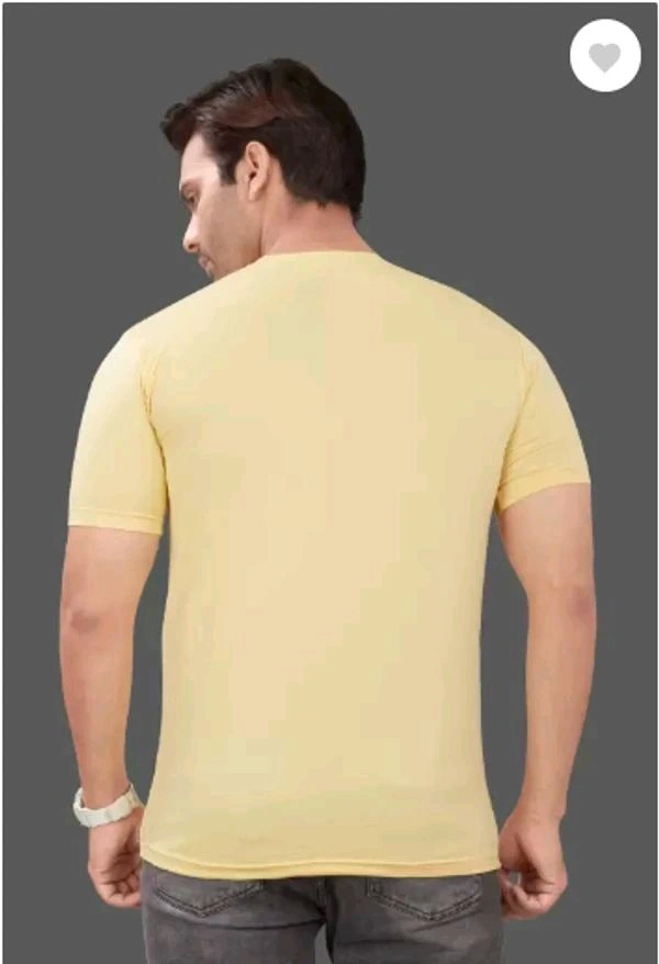 Round Neck Colour Bheriye Printed Half Sleeve Poly cotton Tshirt  - Light Yellow, L