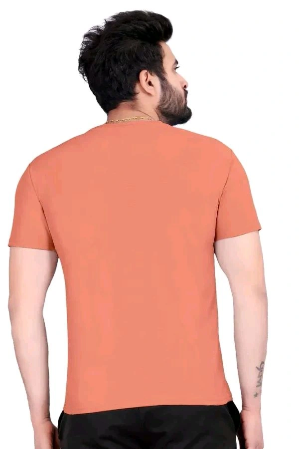 Round Neck Colour Car Printed Half Sleeve Poly cotton Tshirt - Light Orange, L
