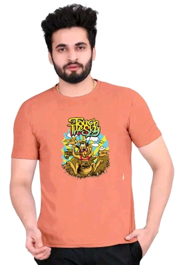 Stylish Round Neck Colour Printed Polycotton Tshirt Pack Of 2 - M, Sky Blue