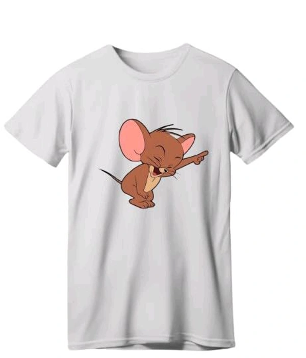 Stylish Polyester Rat Cartoon Tshirt For Men  - White, L
