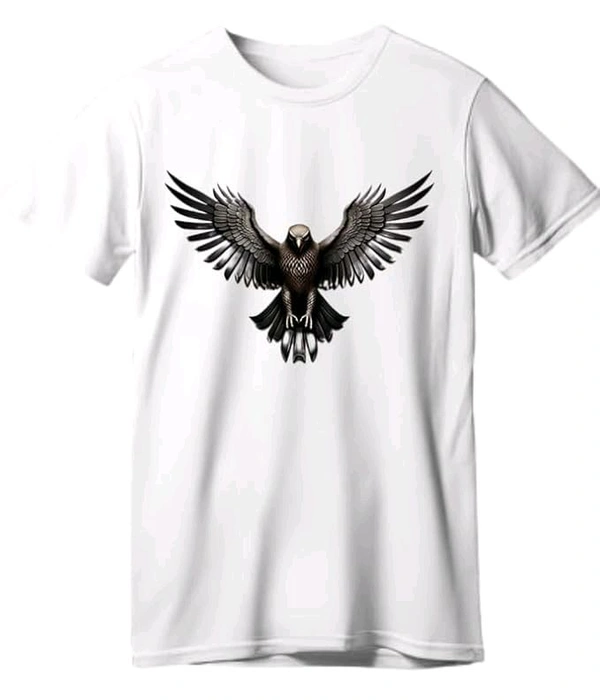 Stylish Polyester Birds Printed Tshirt For Men  - White, L
