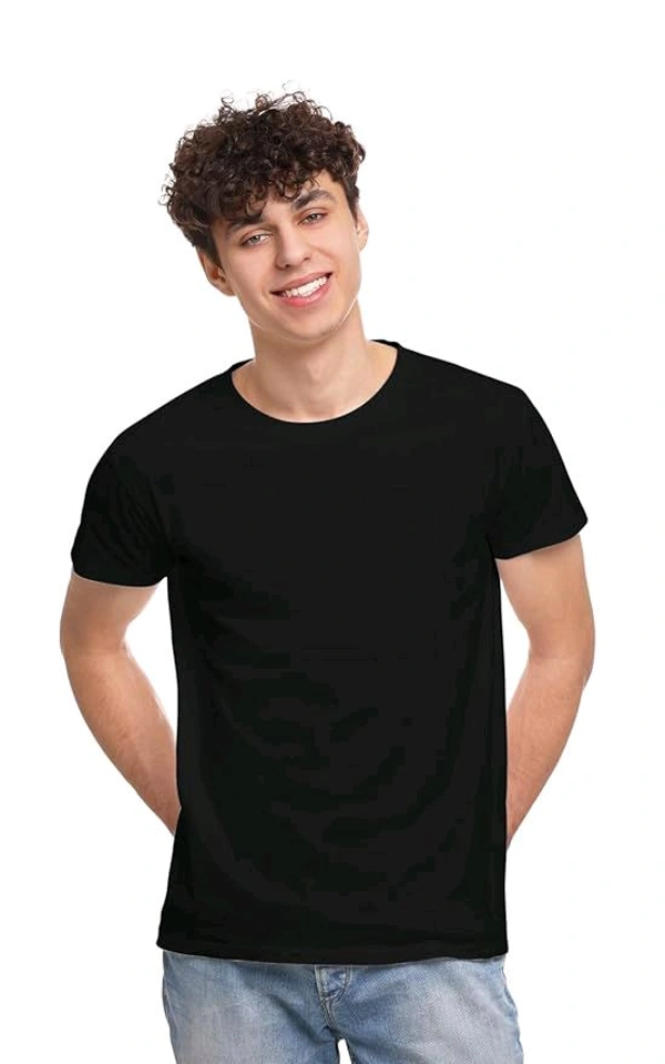 Stylish Multi Colour Round Neck 100% Cotton T-shirt  - Black, M