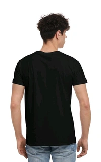 Stylish Multi Colour Round Neck 100% Cotton T-shirt  - Black, L