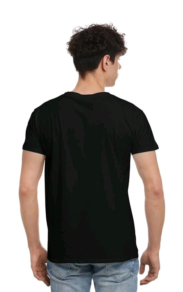 Stylish Multi Colour Round Neck 100% Cotton T-shirt  - Black, L