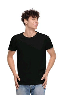 Stylish Multi Colour Round Neck 100% Cotton T-shirt  - Black, L