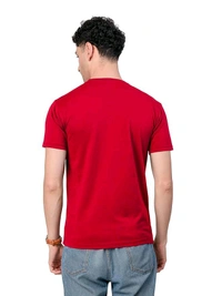 Stylish Multi Colour Round Neck 100% Cotton T-shirt  - Red, L