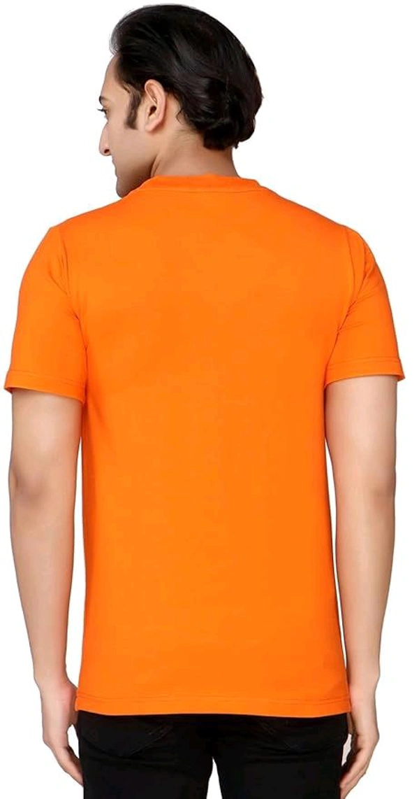 Stylish Multi Colour Round Neck 100% Cotton T-shirt  - Orange, M