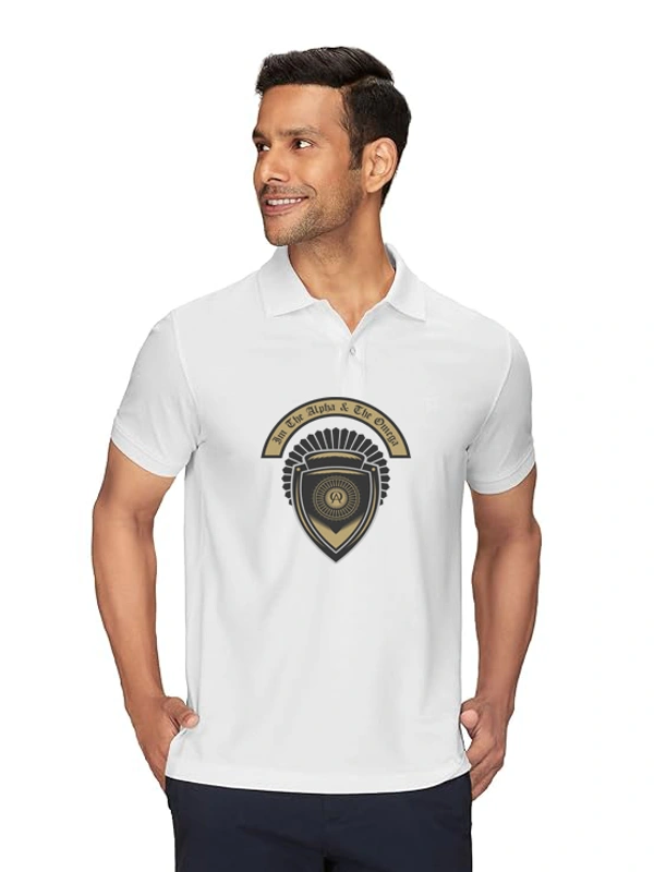 Stylish Logo Printed White Polycotton Polos T-Shirt For Men  - M, White