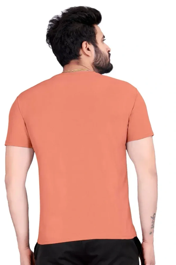 Stylish Round Neck eagle printad polycotton tshirt  - L, Light Orange