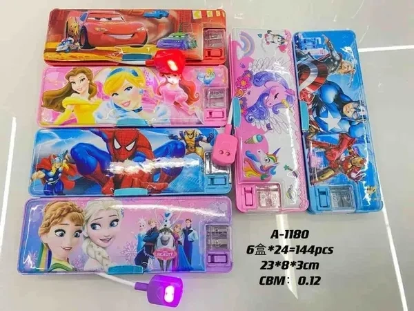 plutofit Multipurpose Magnetic Pencil Box with LED Lamp Light & 2 Side Compartment for Kids School Supplies, (Girls)