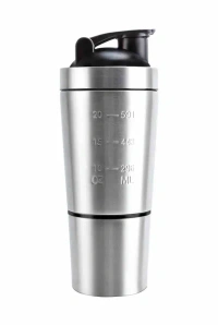 Stainless Steel Gym Shaker Bottle with Extra Storage(with Spring Ball),100% Leak Proof and Food Grade,750ml