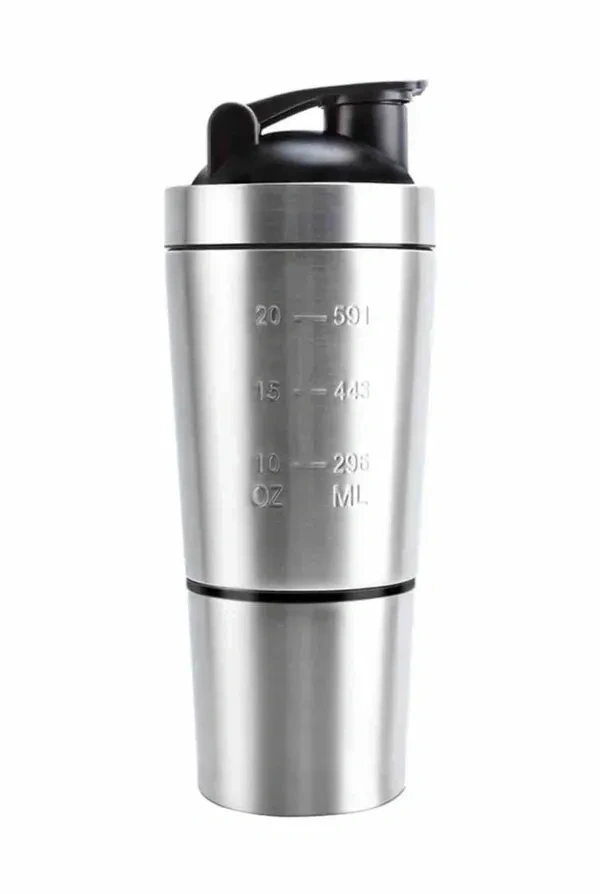 Stainless Steel Gym Shaker Bottle with Extra Storage(with Spring Ball),100% Leak Proof and Food Grade,750ml