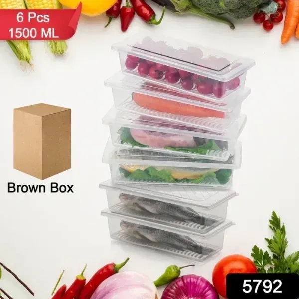 Freezer Storage Containers for Vegetables & Fruits, Pack of 6, 1500ml