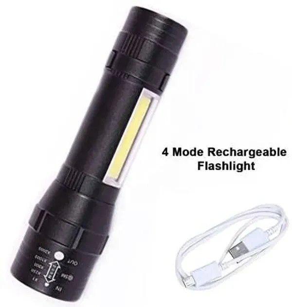 Wowbin Small Sun 3 Mode Rechargeable Electric Small Compact Torch Full Metal Body with Charging Adaptor Torch | Pack of 1
