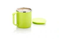 Stainless Steel, Plastic Coffee Mug with Lid, Pack of Two Long Life Durable, Water tite Cup of Tea and Coffee