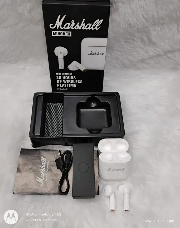 Marshall Minor III Bluetooth Truly Wireless in-Ear Earbuds with Mic (Cream)