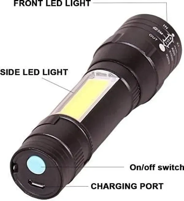 Wowbin Small Sun 3 Mode Rechargeable Electric Small Compact Torch Full Metal Body with Charging Adaptor Torch | Pack of 1