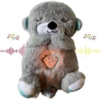 KRISHTI Breathing Teddy Bear Plush Sound Machine Baby Gift with Music, Lights & Breathing Motion Infant Toys for Newborns Soft Breathing Stitch Teddy, Soothing Portable Otter for Childrens(Otter-Toy)