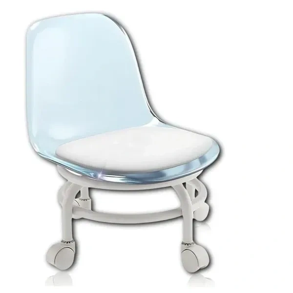 PRIME PICK Heavy Duty Rolling Transparent Chair - Acrylic 360° Rotatable - Smart Wheels - Rolling Chair for Home - Durable Backrest - High Resilience - Ideal for Adults & Kids (Pink)