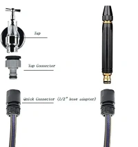 Cinagro Water Spray Gun for Gardening, Car Wash, Bike Washing, Gun for 1/2" Hose Pipe, High Pressure Water Gun Nozzle, Adjustable Car Washer Gun, Brass Jet, Water Spray Nozzle for Garden