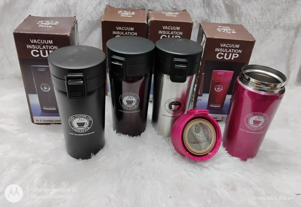 AADCART Travel Mug, Insulated Coffee Cup with Leakproof Lid, Vacuum Insulation Stainless Steel Reusable for Hot Cold Coffee, Water and Tea, Non-Slip Protective Cover, 500 ML - (Multi Color)