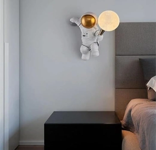 The Crafted Gesture Space Explorer Astronaut LED Wall Lamp Wall Sconce for Living Room, Kids' Room, Bedroom, and Bedside Décor|Right-Side